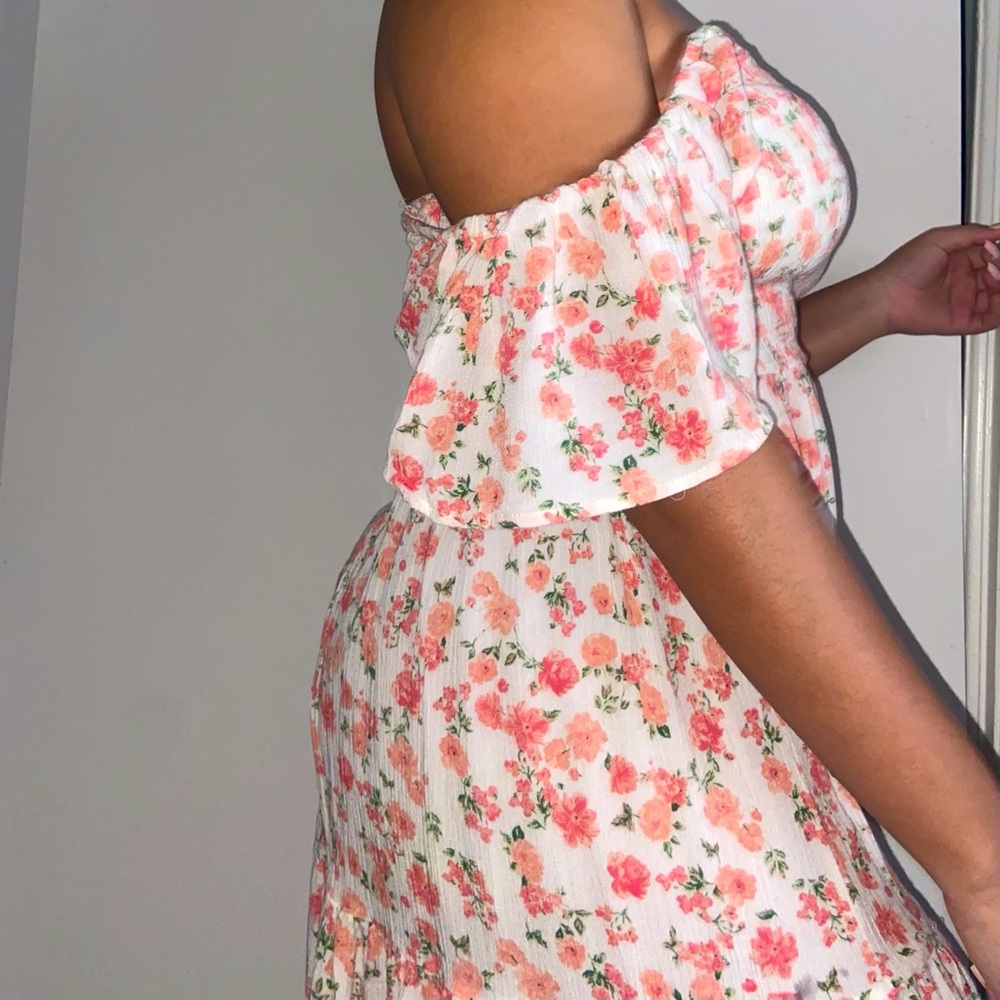 Off the shoulder Peachy Flower Sundress